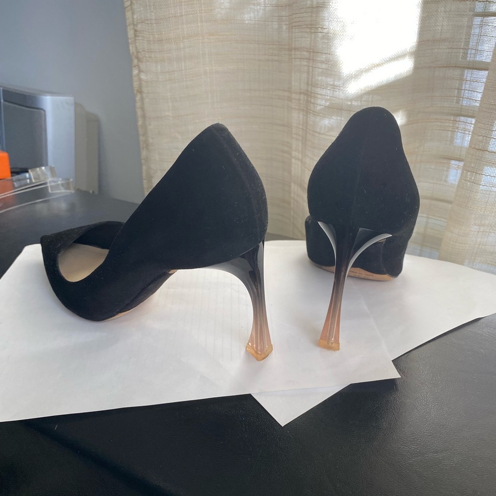 Christian Dior black suede leather pumps heels size 7-37D mules sandals slip ons - Picture 3 of 9